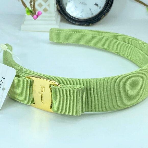 Salvatore Ferragamo Smith Green Vara Bow Headband New GS577 main image 5